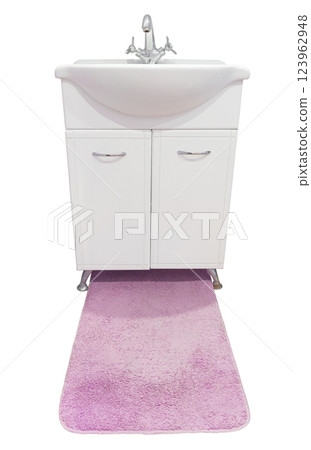 Washbasin with a rug Washbasin with a rug 123962948