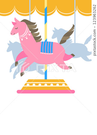 Year of the Horse New Year's card template Cute vector illustration of a merry-go-round Year of the Horse New Year's card template Cute vector illustration of a merry-go-round 123963262