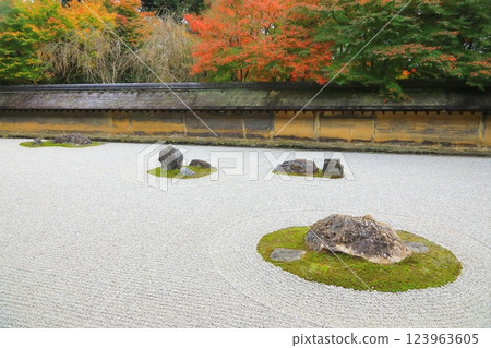 Ryoanji Rock Garden in Autumn (Kyoto City) 123963605