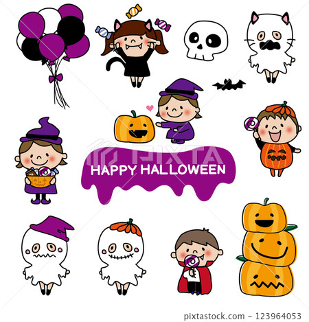 Kids dressed up for Halloween, set 1 123964053