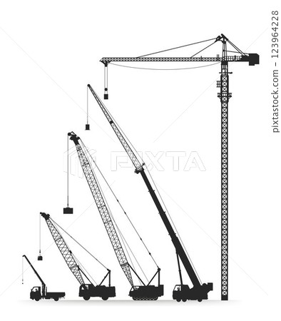 Construction crane Vehicles silhouette stock illustration.ai 123964228