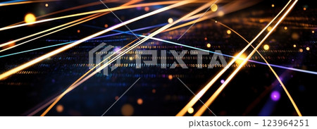 Bits of information moving at the speed of light, the digital world symbolizing the future 123964251