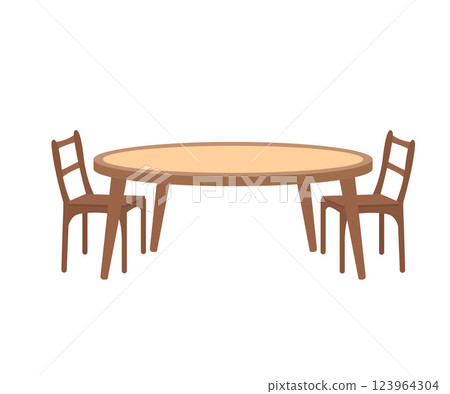 Wooden table with wooden chairs household furniture stock illustration 123964304