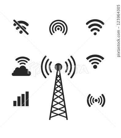 Wifi and network icon set stock illustration 123964305