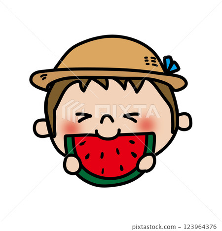 Child eating watermelon (boy 1) 123964376