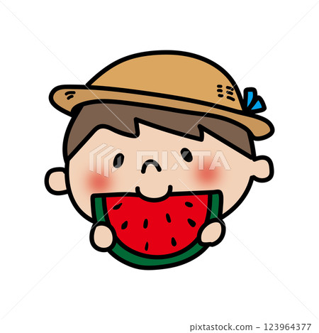 Child eating watermelon (boy 2) 123964377