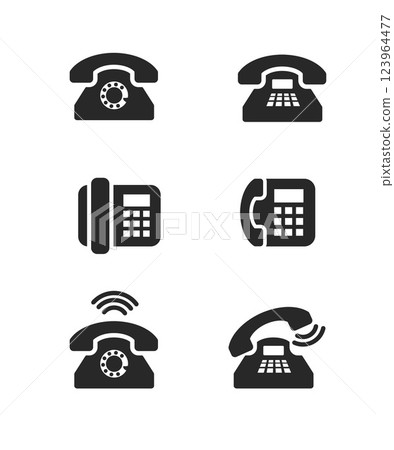 Old phone black icon on white background stock illustration 123964477