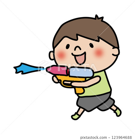 Child playing with a water gun (boy 2) Child playing with a water gun (boy 2) 123964688