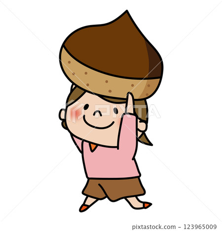 A girl holding a large chestnut 123965009