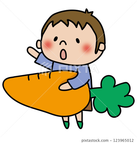 Child (boy) holding a big carrot 123965012