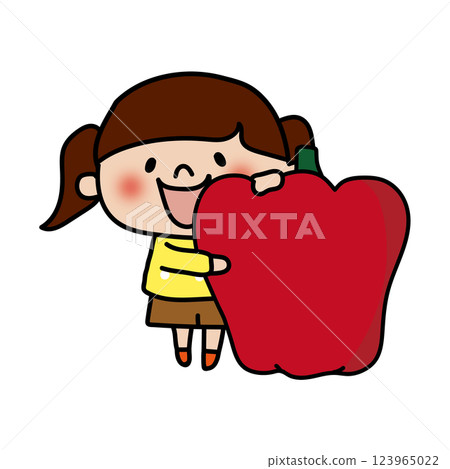 A child (girl) holding a large red pepper A child (girl) holding a large red pepper 123965022