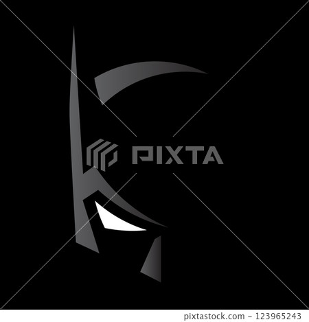 Black and white Batman image in illustrator on a Black background 123965243