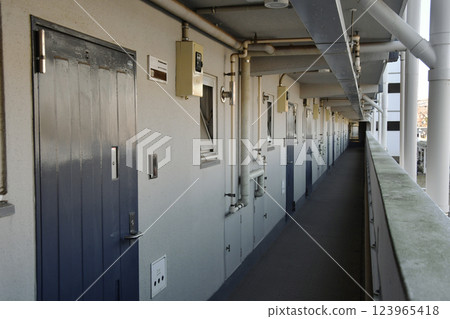 A landing at a public housing complex in the Showa era A landing at a public housing complex in the Showa era 123965418