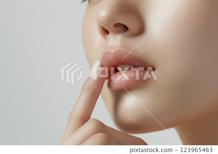 Beauty photo of a woman's lips "AI generated image" 123965463