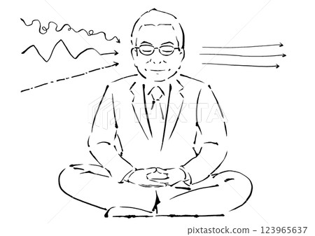 一位正在坐禪的老年商人(透過技能的圖像) 一位正在坐禪的老年商人(透過技能的圖像) 123965637