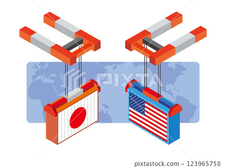 Japan and America import and export trade illustration Japan and America import and export trade illustration 123965758
