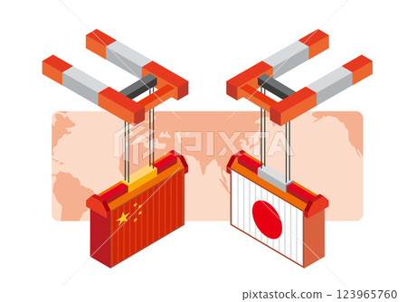 Japan and China import and export trade illustration 123965760