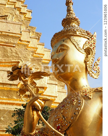 Wat Phra Kaew Half-human, half-bird statue Wat Phra Kaew Half-human, half-bird statue 123965806