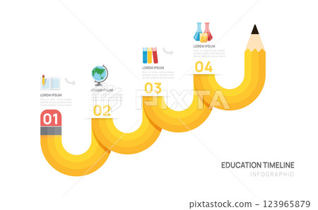 ladder Infographics arrow symbol timeline business steps to success template. Vector illustration. 123965879