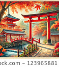 Bentendo Hall and autumn leaves at Kiyomizu-dera Temple 123965881