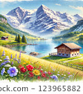 beautiful village scenery 123965882