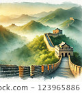 The Great Wall painted in watercolor 123965886