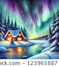 The aurora shines on full moon nights 123965887
