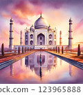 Taj Mahal at sunset 123965888