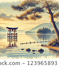 Torii that floats in the lake 123965893