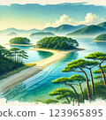 Landscape with a lake 123965895