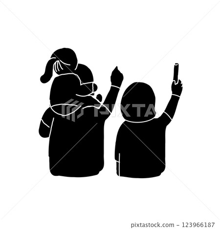 Vector illustration of a parent and daughter supporting their favorite artist 123966187