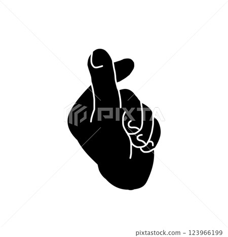 Vector illustration icon of a heart hand sign made with one hand 123966199