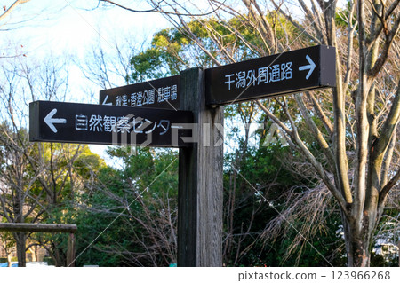 Yatsu Tidal Flats Nature Observation Center Akitsu Kasumi Park Tidal Flats Outer Path Signboard Narashino City, Chiba Prefecture 123966268