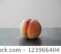 別緻的桌子上的一隻桃子 123966404