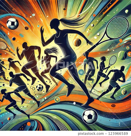 A sports day to celebrate health and fitness by moving the whole body A sports day to celebrate health and fitness by moving the whole body 123966589