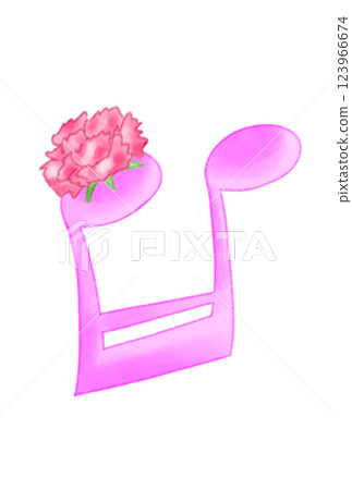 Musical note with carnation 123966674