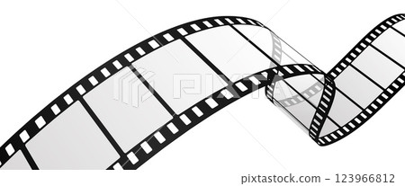 Realistic Wavy Film Strip Frame Isolated on White Background, Blank Curved Movie Reel Border for Video Editing, Retro Cinematic Design Element for Film Industry, Photography, and Multimedia Realistic Wavy Film Strip Frame Isolated on White Background, Blank Curved Movie Reel Border for Video Editing, Retro Cinematic Design Element for Film Industry, Photography, and Multimedia 123966812