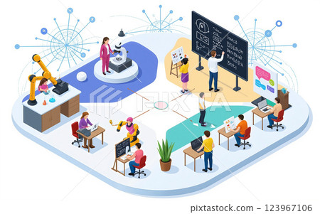 STEAM education isometric design STEAM education isometric design 123967106