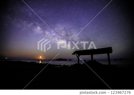 《Tokushima Prefecture Minami Awa Sunline 4th Observation Deck》 The Milky Way, starry sky, moonrise and sunrise as seen from Minami Awa Sunline 4th Observation Deck 123967276