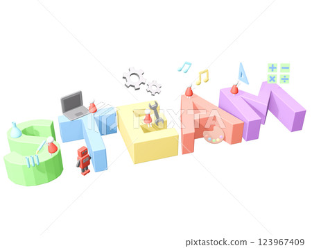3D rendering of STEAM education illustration 123967409