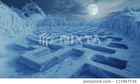 A fantastic ice maze in a glacier 123967536