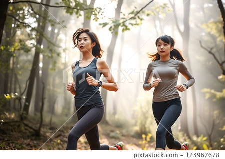 Jogging sisters Jogging sisters 123967678