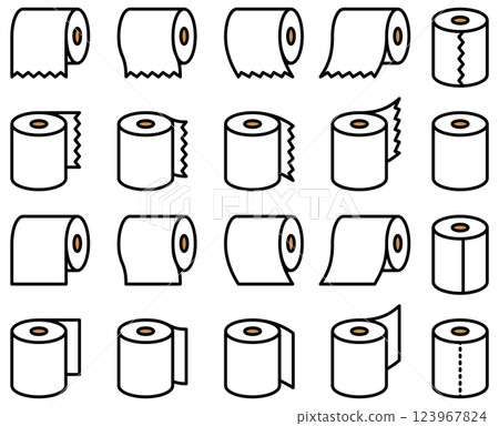 一組各種形狀、捲筒衛生紙的向量插圖 一組各種形狀、捲筒衛生紙的向量插圖 123967824