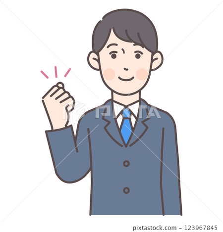 Male office worker doing a fist pump Male office worker doing a fist pump 123967845