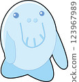 Simple cute dugong illustration 123967989