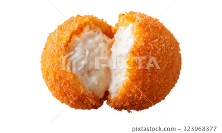 Golden Orange Snacks with Melted White Filling 123968377