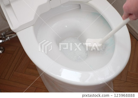 用刷子清潔馬桶 123968888