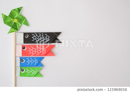 Origami carp streamers and windmills 123969038