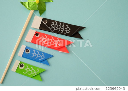 Origami carp streamers and windmills 123969043