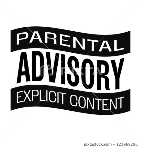 Distorted Parental Advisory Label in Black and White Distorted Parental Advisory Label in Black and White 123969286